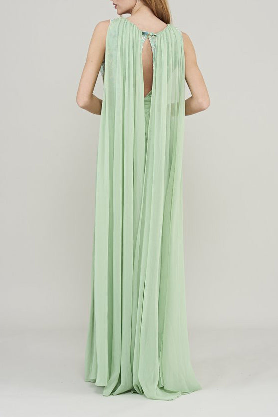 ロングケープレットドレスミントグリーンSサイズ