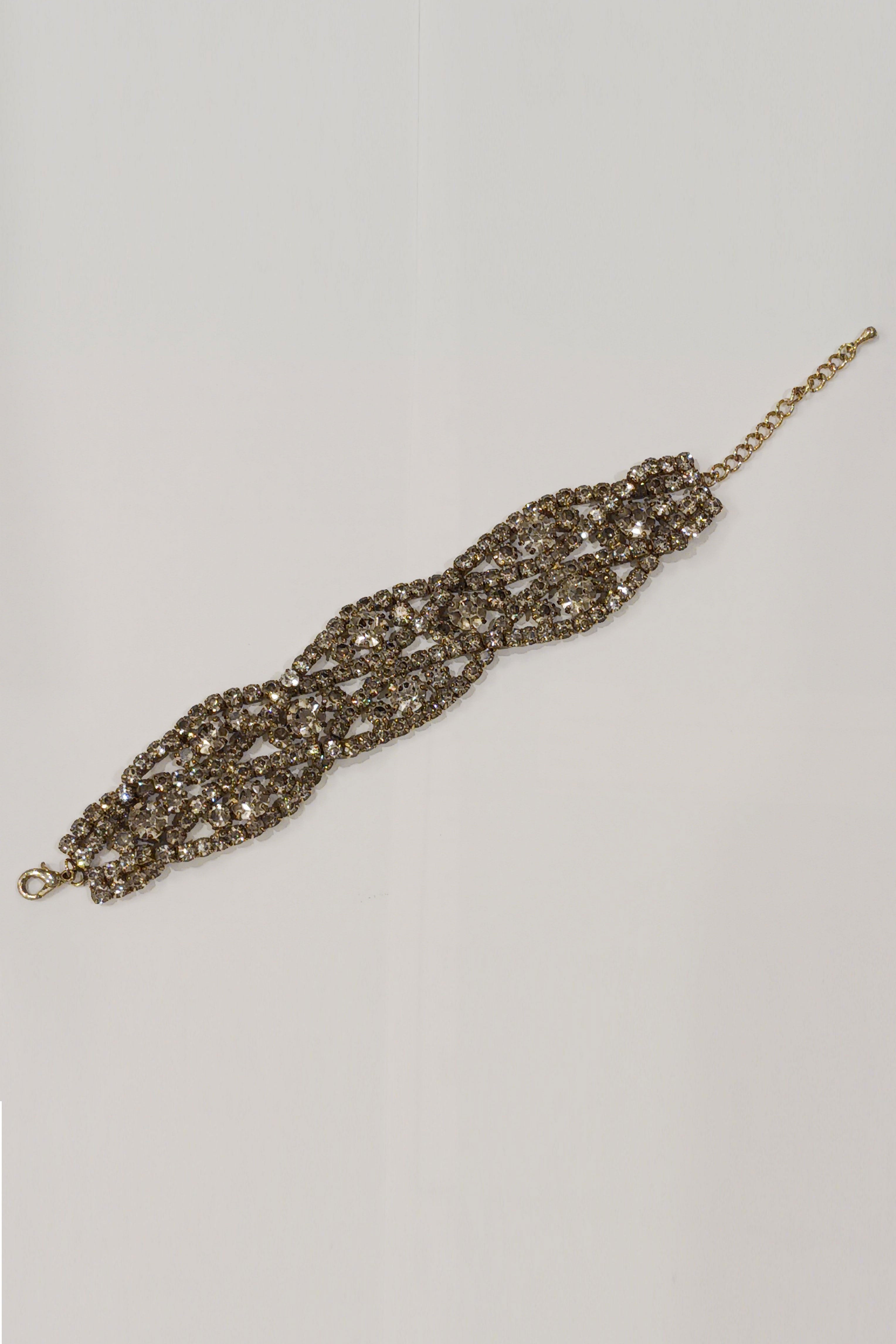 ラインストーンブレスレットブロンズ