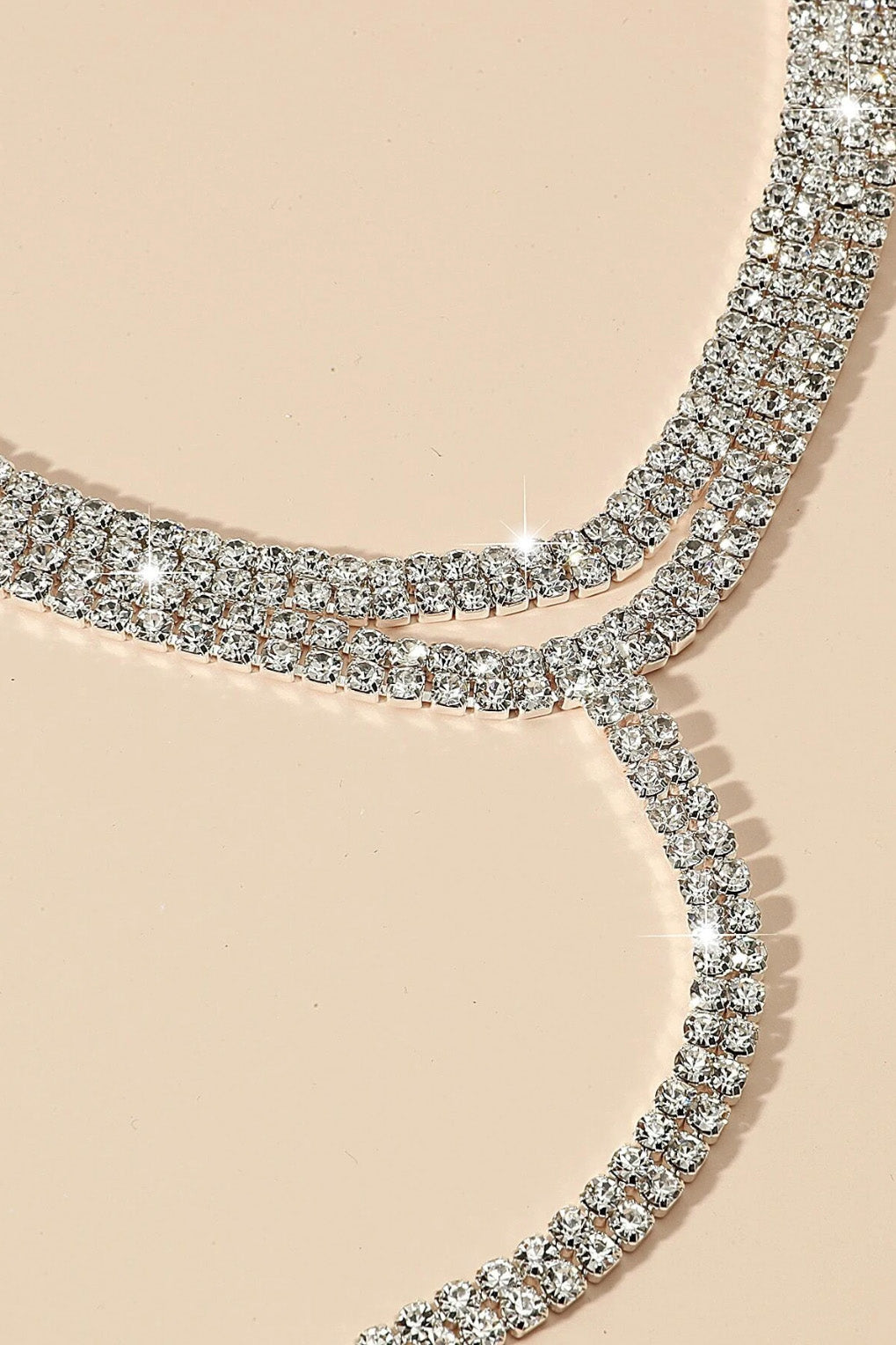 ラインストーンTネックレスシルバー