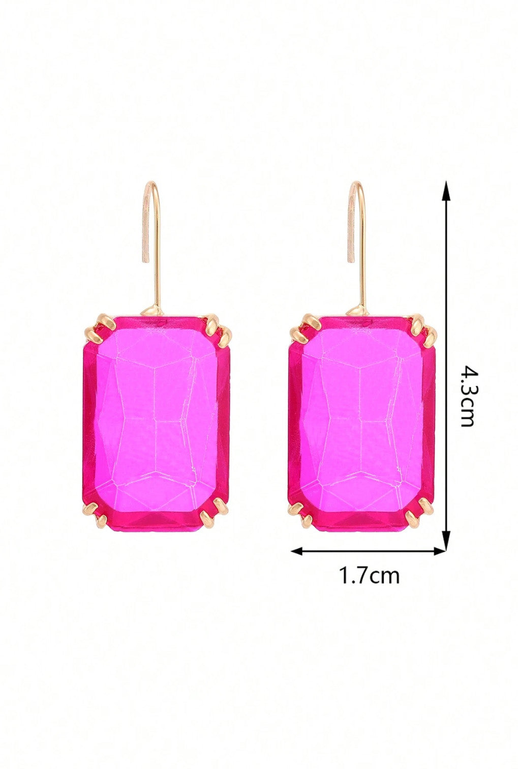スクエアラインストーンピアスヴィヴィットピンク