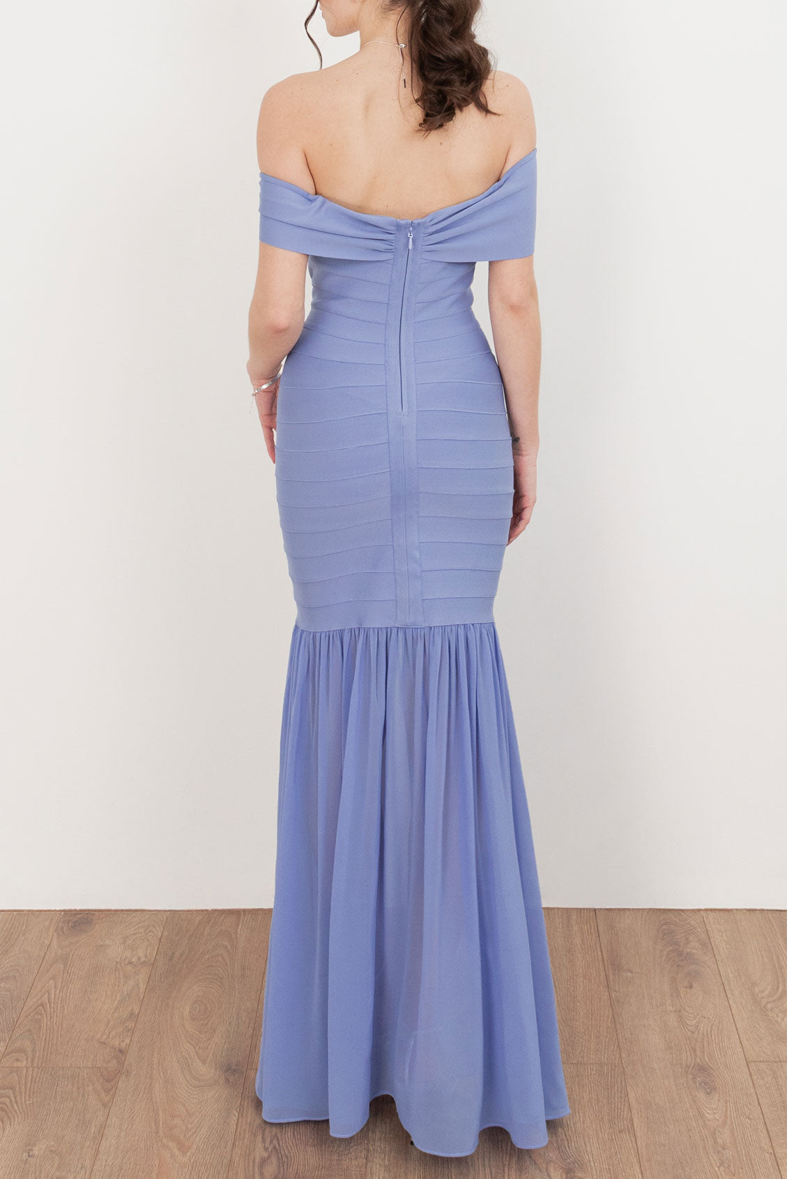 バンテージ オフショルダーマーメイドドレスブルーMサイズ