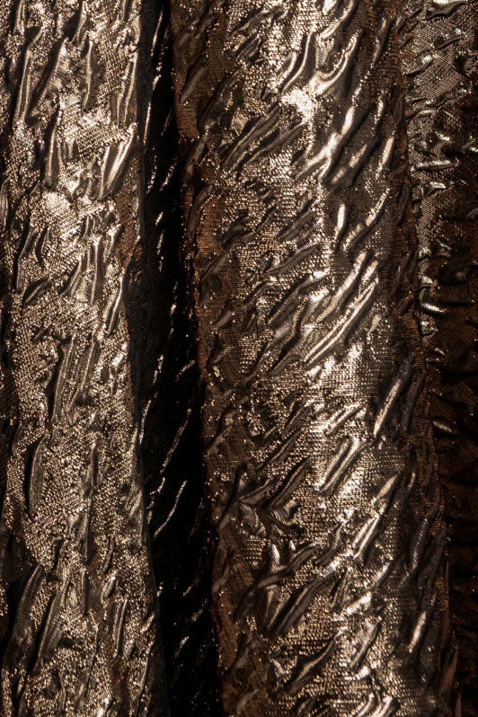 ジャガードワンショルダーミディドレスブロンズSサイズ