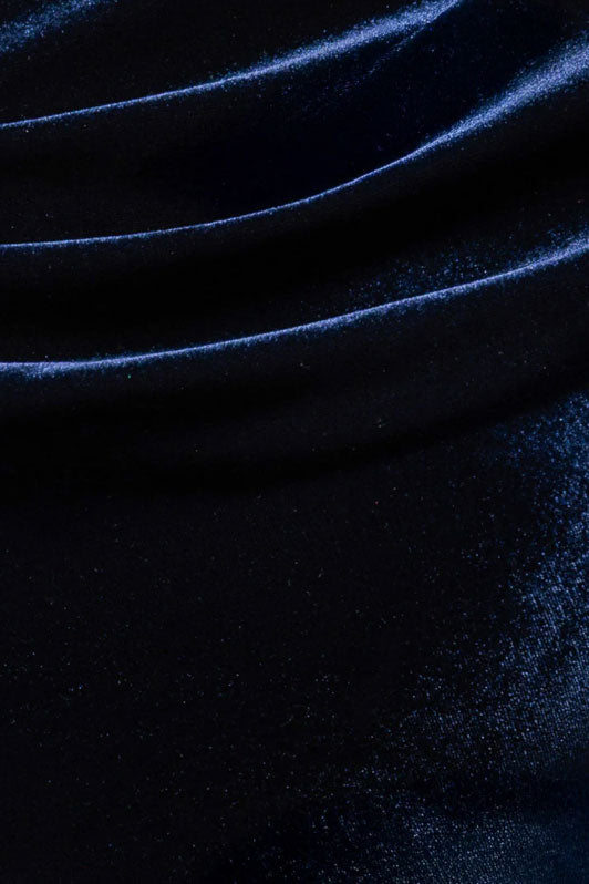 カウルワンショルダーベロアロングドレスネイビーSサイズ