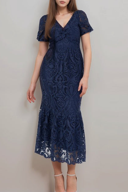 ネイビー ミニドレス Mサイズ XSサイズあり【an/アン】襟付き/ フロントジップ/ チェック/ ツイード