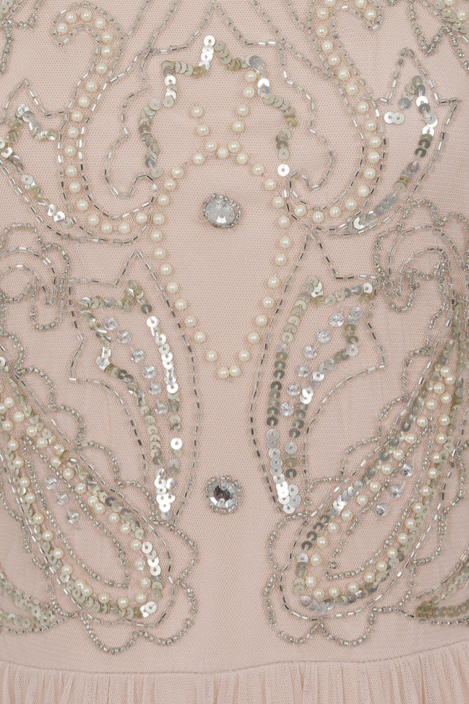 ルイーズスタンドネックロングドレスベージュSサイズ