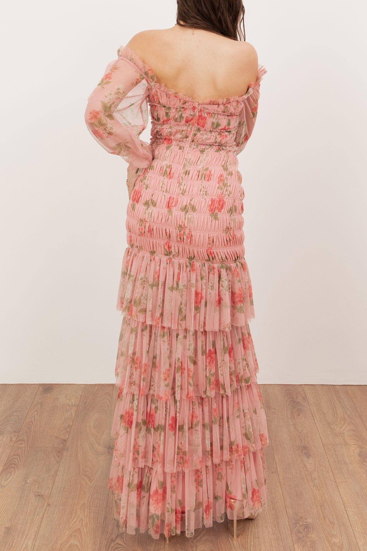 ヴィンテージローズチュールマキシドレスドレスピンクMサイズ