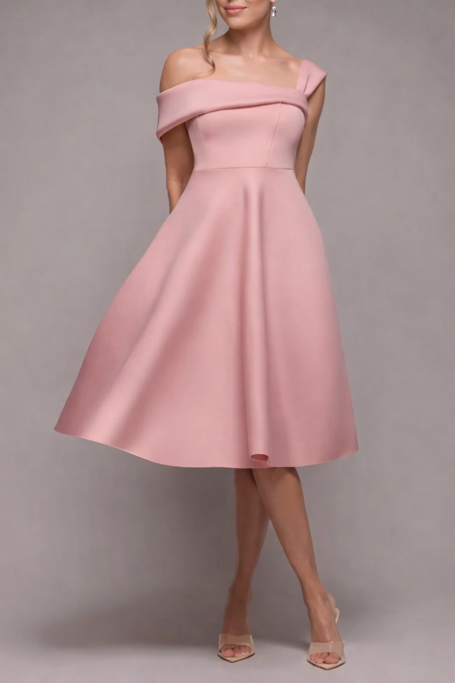 ボンディングアシンメトリーミディドレスピンクSサイズ