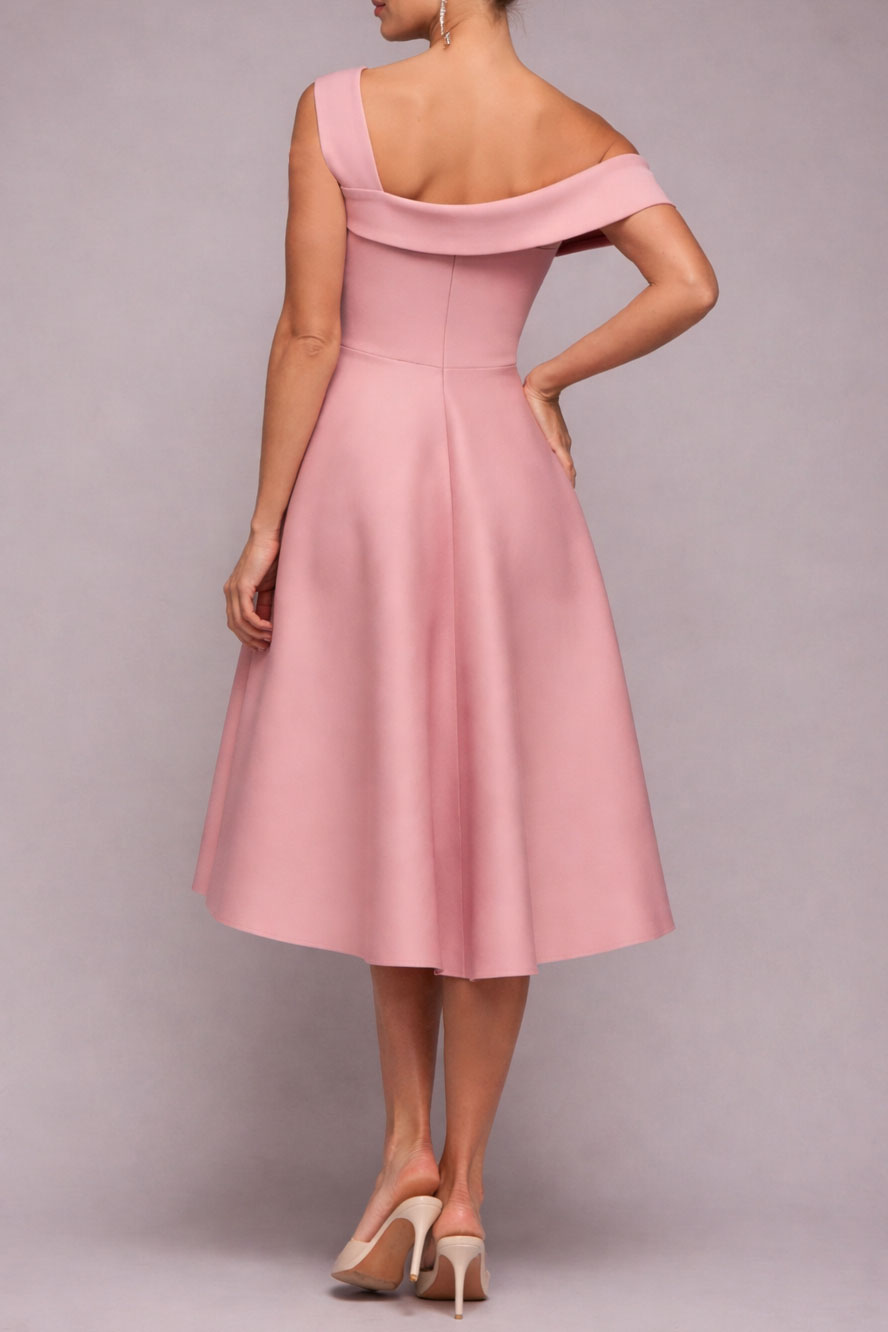 ボンディングアシンメトリーミディドレスピンクSサイズ