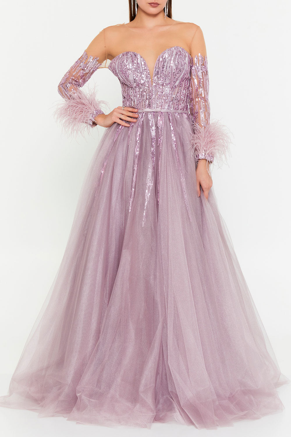 フェザーカフスAラインドレスパープルSサイズ(36)