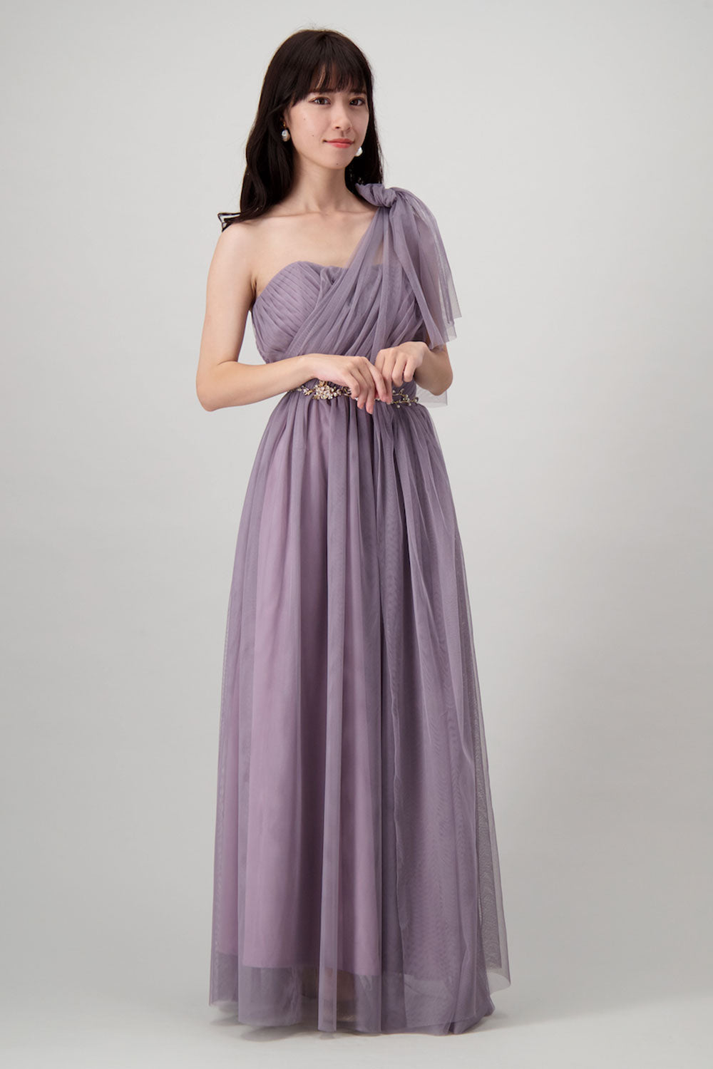 コンバーチブルロングドレス・ダークパープル・フリーサイズ(ビジューベルト付き)・丈詰めタイプ