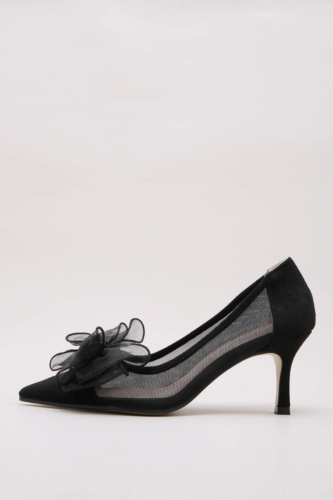 オーガンジーリボンシューズブラックLサイズ