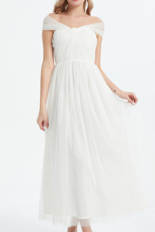 コンバーチブルロングドレス・チュールホワイト・フリーサイズ