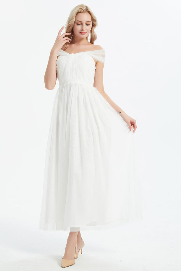 コンバーチブルロングドレス・チュールホワイト・フリーサイズ