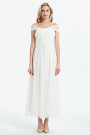 コンバーチブルロングドレス・チュールホワイト・フリーサイズ（ビジューベルト付き）・丈詰めタイプ