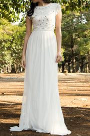 ベーラ・ビジューオープンバック・ロングドレス・ホワイト・Sサイズ