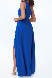 ワンショルダーロングドレス・ブルー・Mサイズ