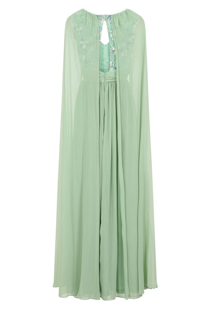 ロングケープレットドレスミントグリーンMサイズ