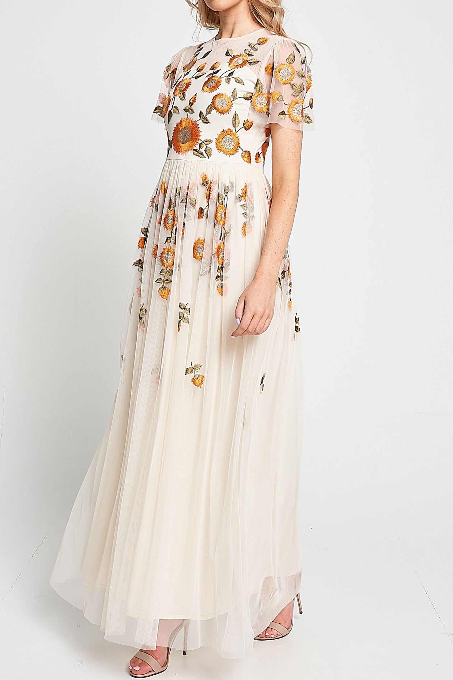 サンフラワーロングドレスオフホワイトMサイズ