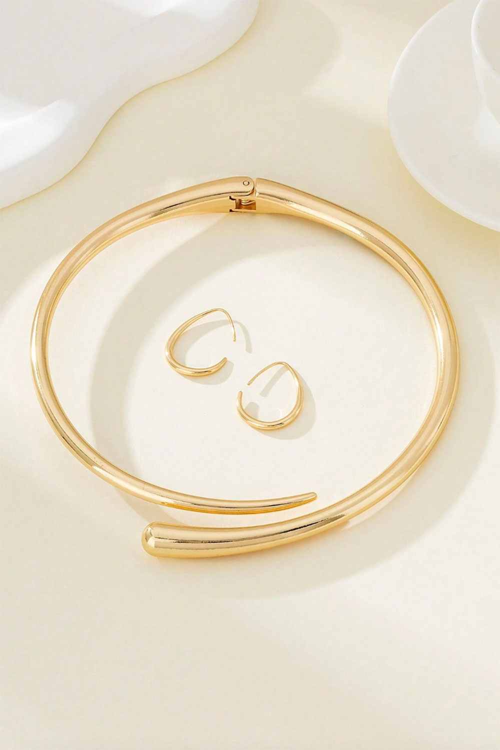 メタルチョーカーピアスセットゴールド