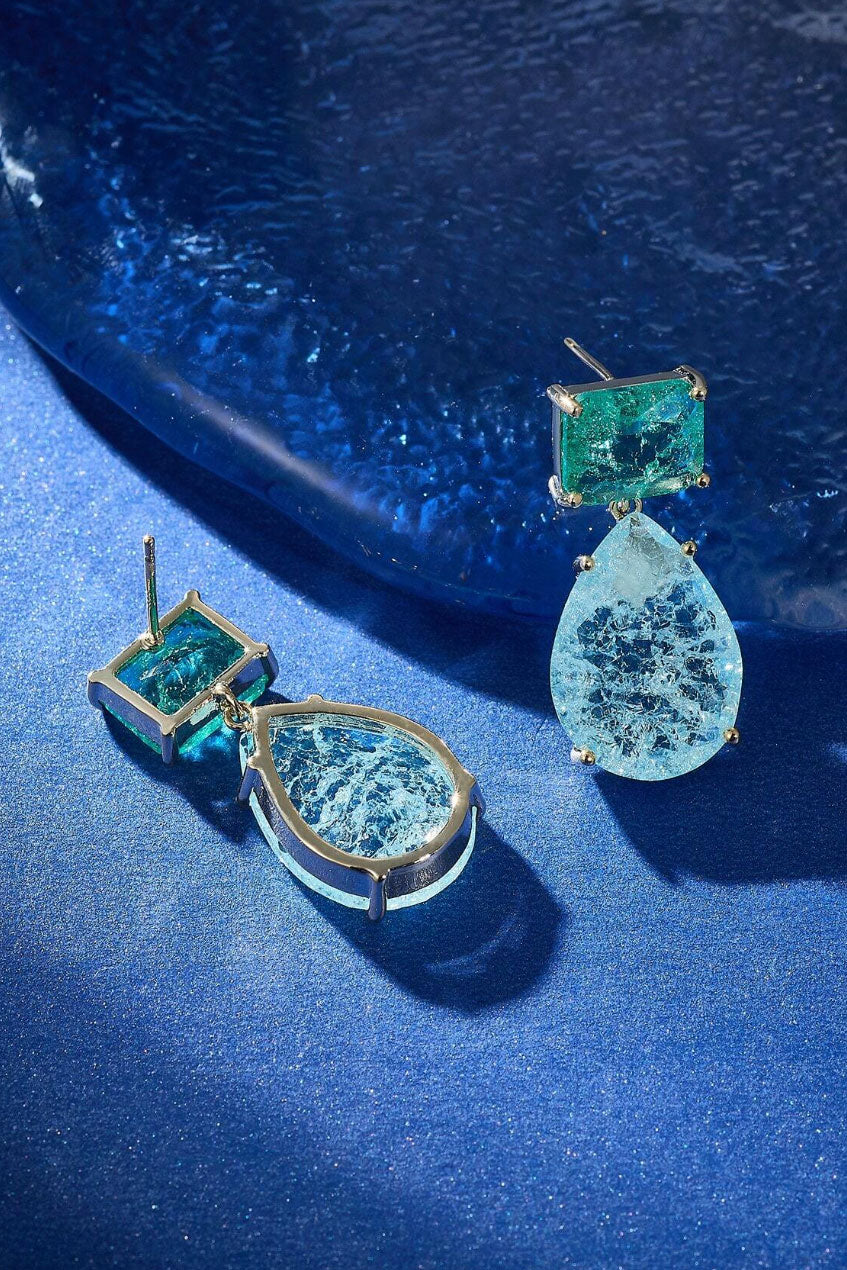 クラッシュグラスピアスブルー