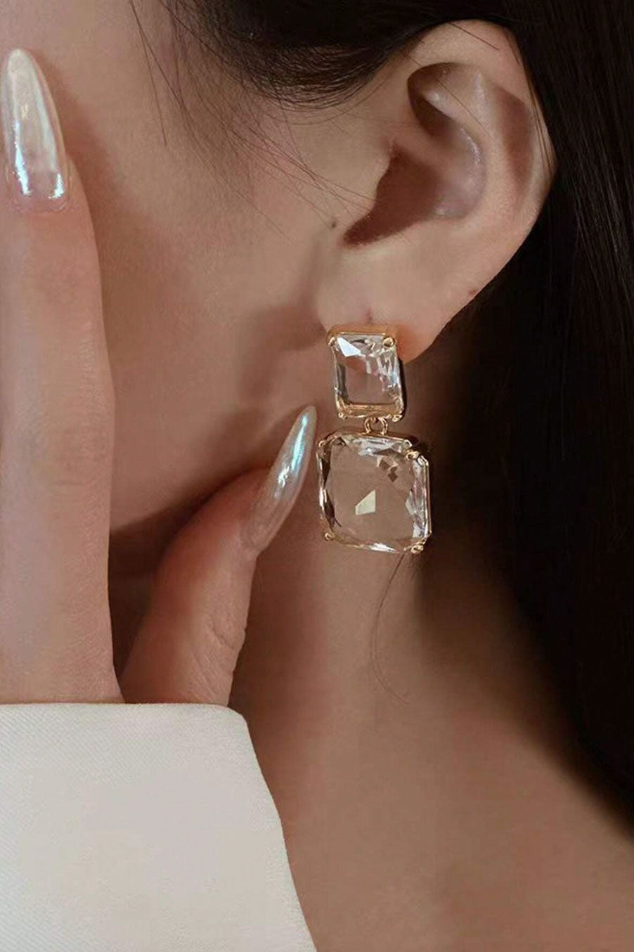 スクエアドロップピアスクリア