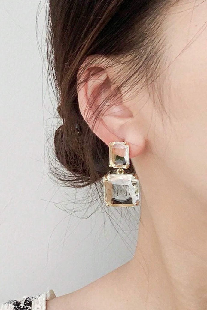 スクエアドロップイヤリングクリア