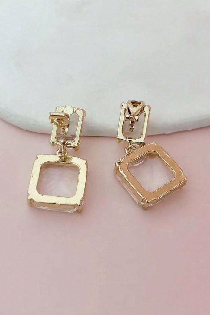 スクエアドロップイヤリングクリア