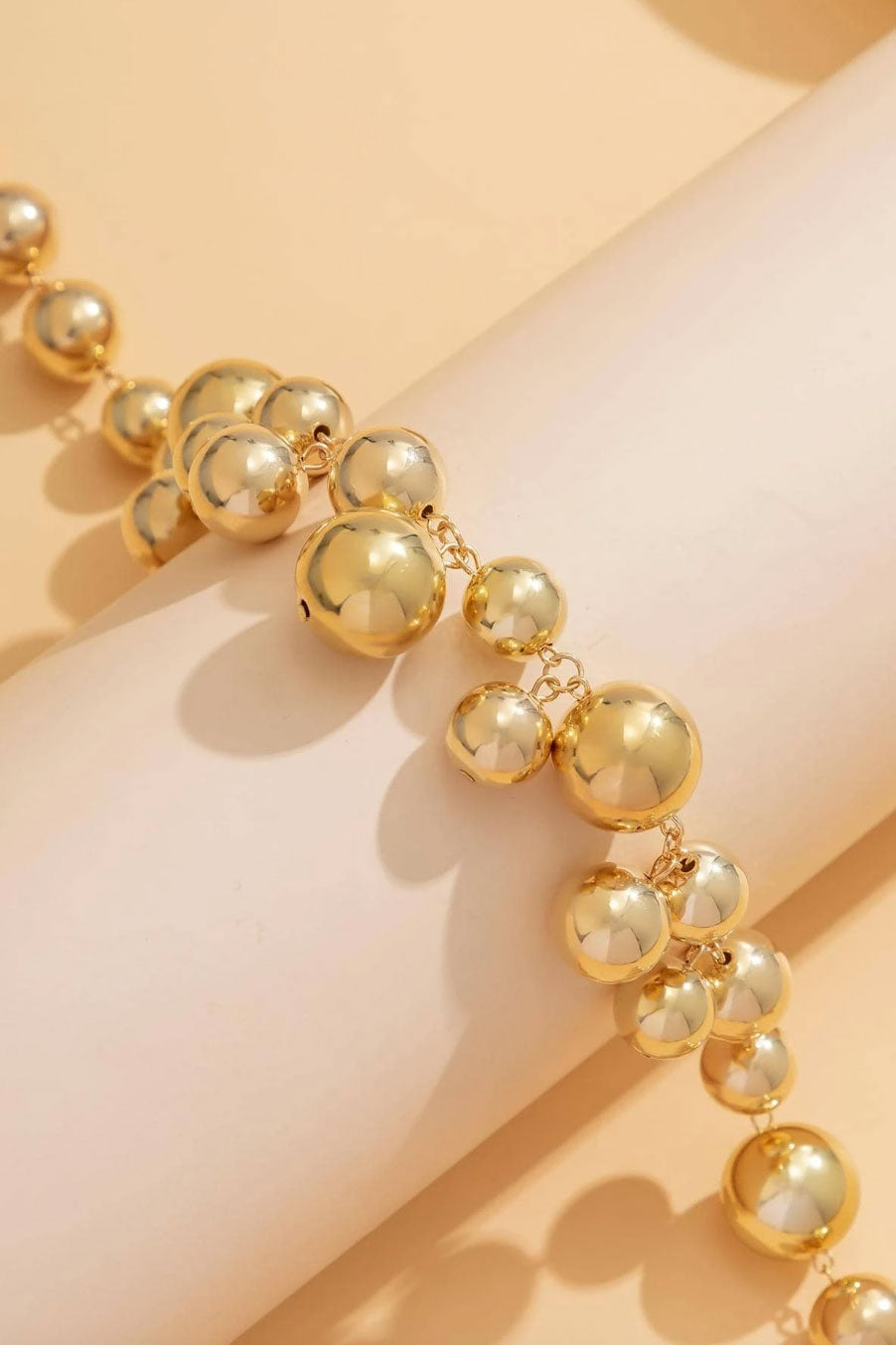 メタルボールネックレスピアスセットゴールド