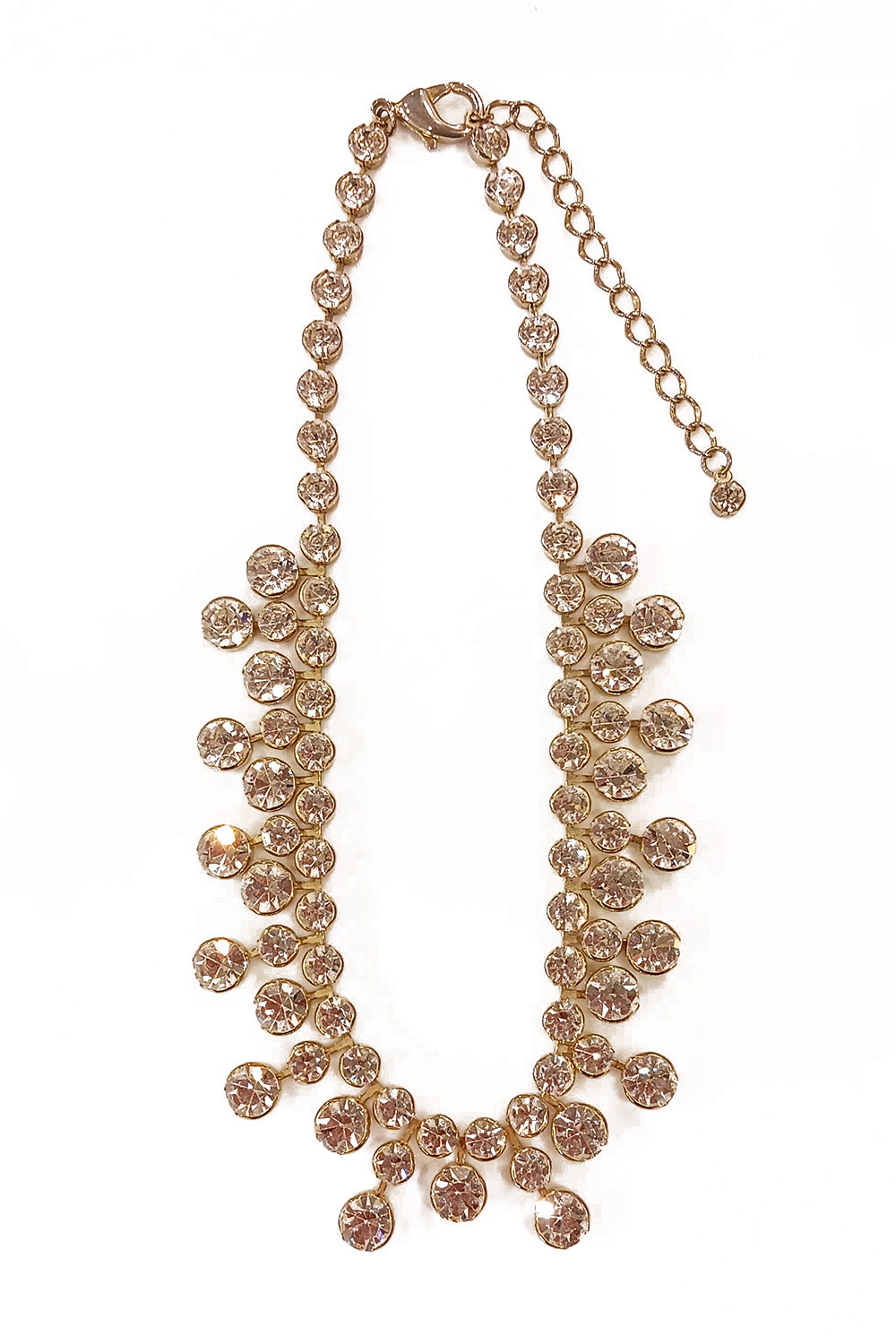 ラウンドストーンボリュームネックレスゴールドイヤリングセット