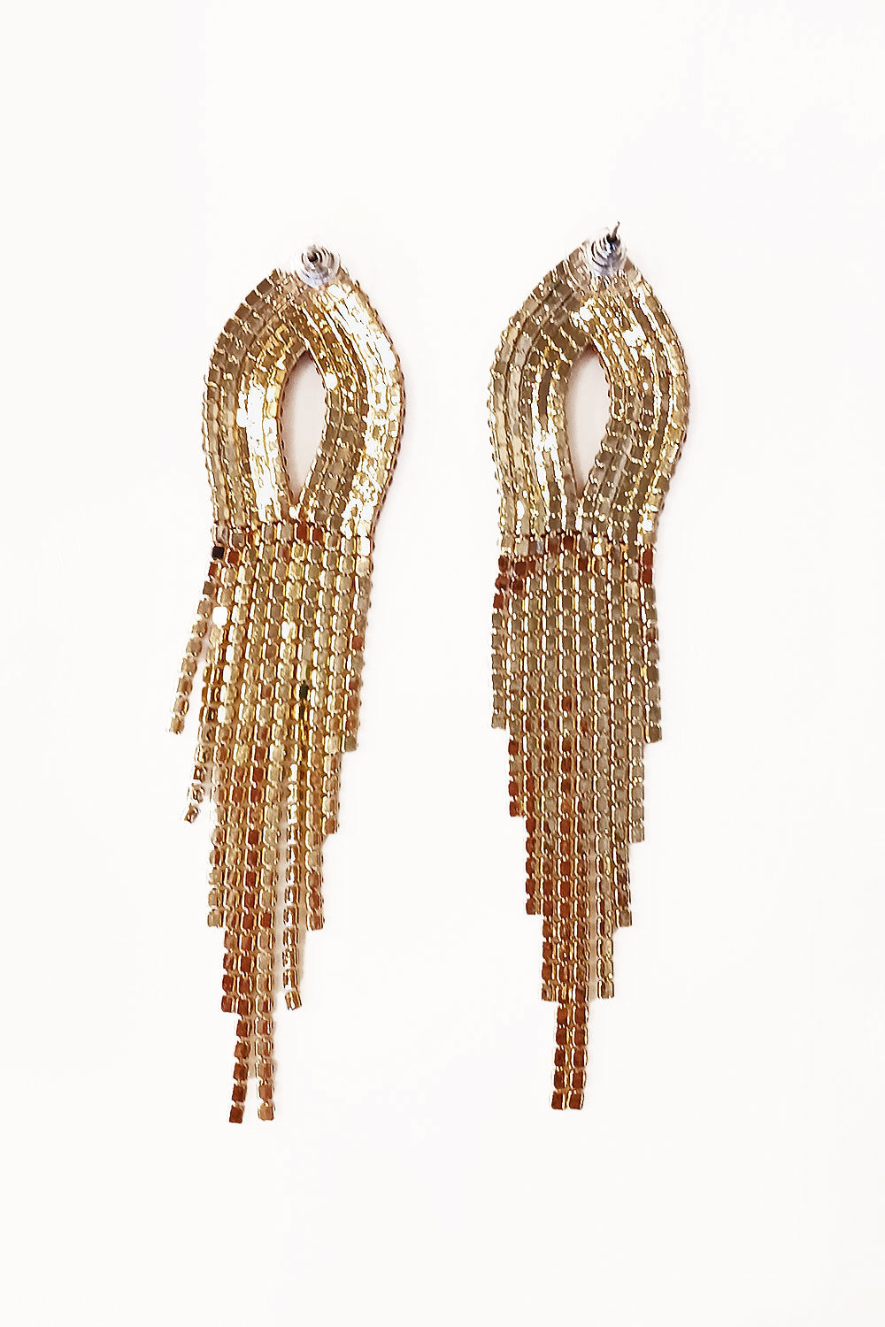 フリンジピアスピンク×ゴールド