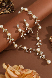 パールリーフネックレスピアスセットゴールド