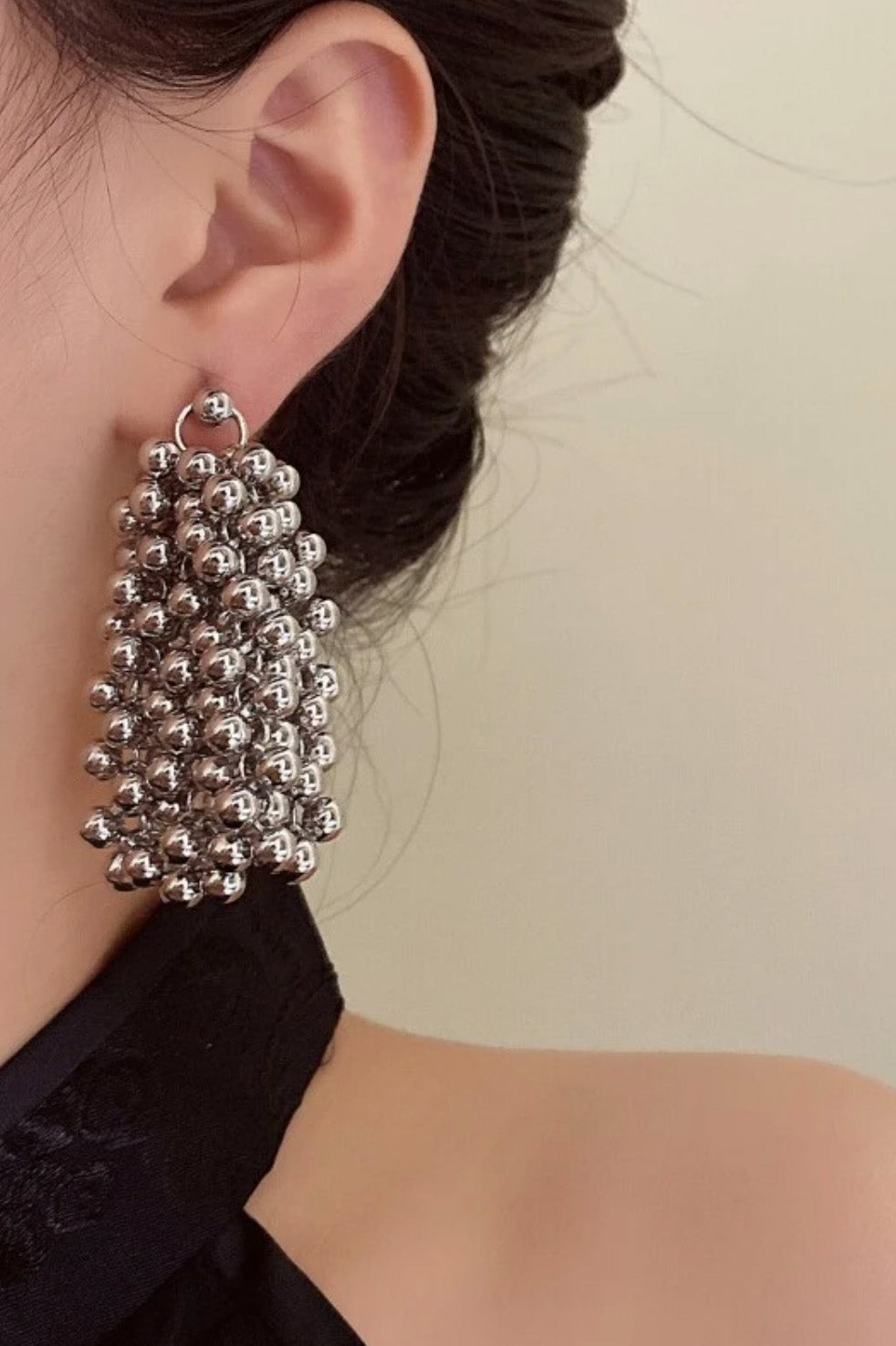 ビーズタッセルピアスシルバー