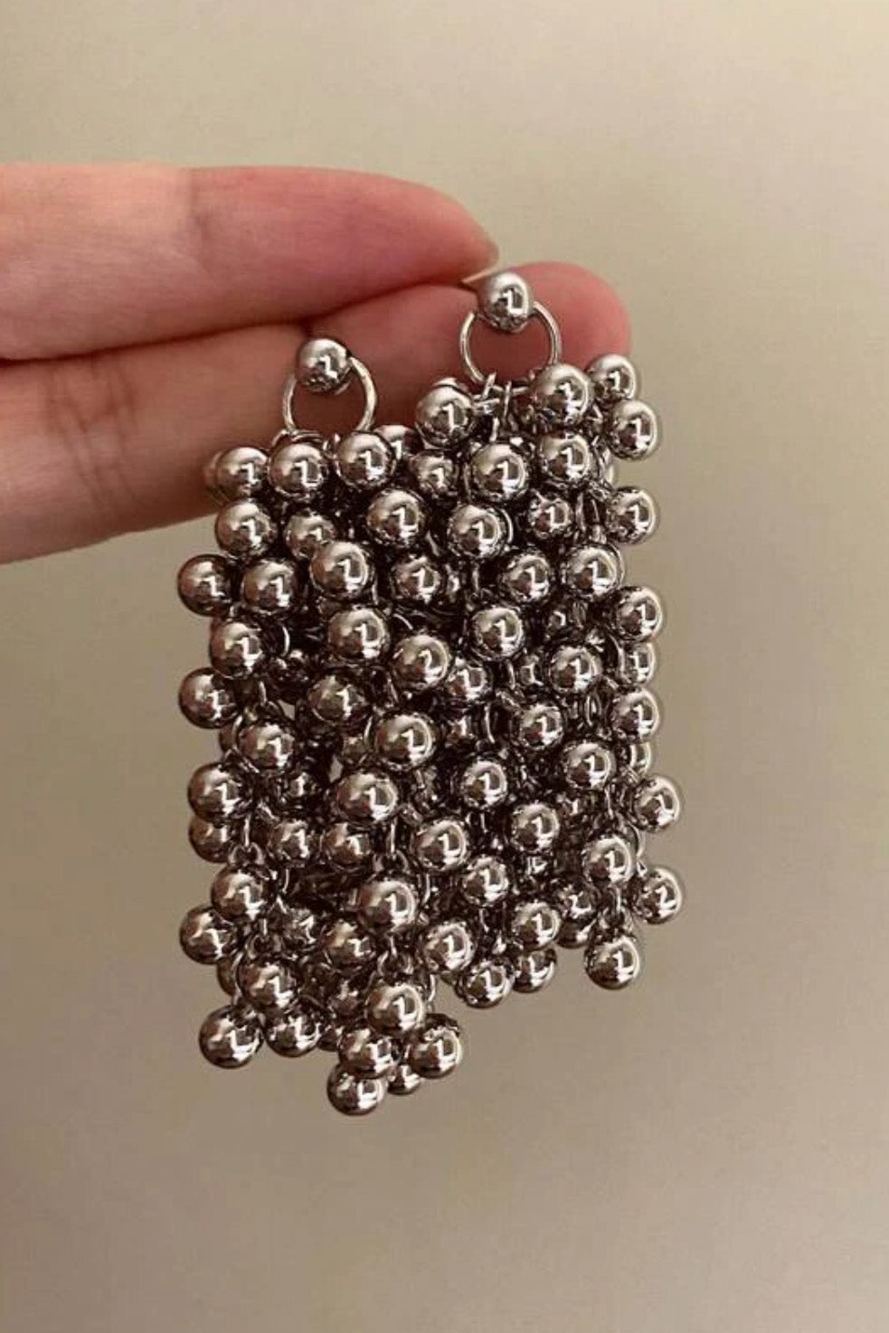 ビーズタッセルピアスシルバー