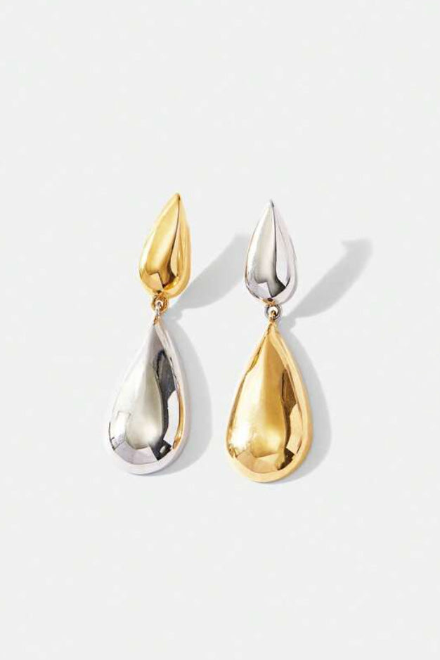 シルバー×ゴールドティアドロップピアス