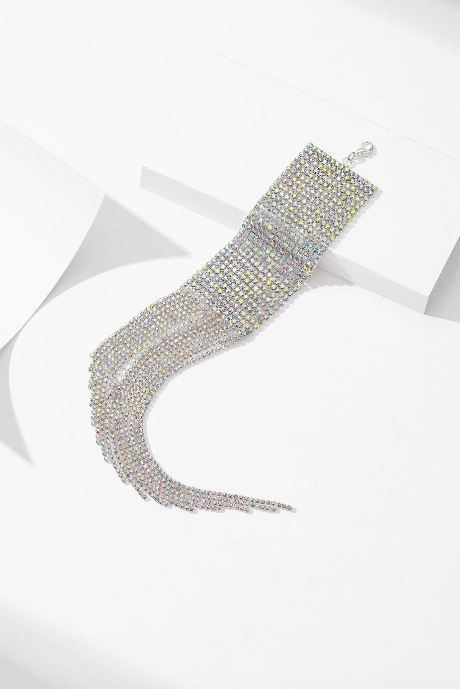 ラインストーンフリンジブレスシルバー