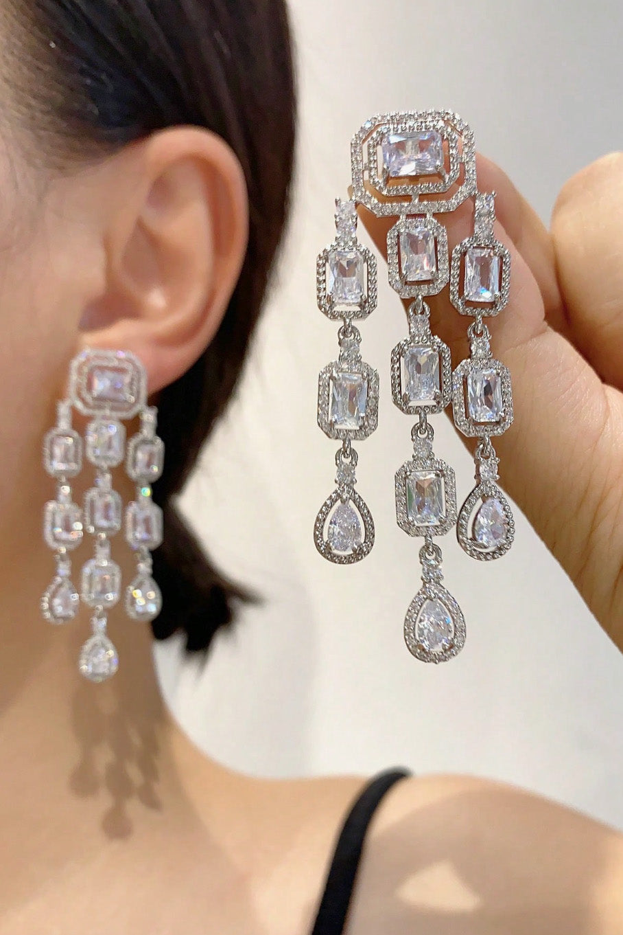 キュービックジルコニアステートメントピアスシルバー