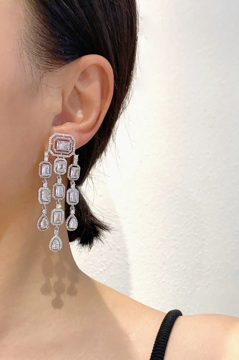 キュービックジルコニアステートメントピアスシルバー