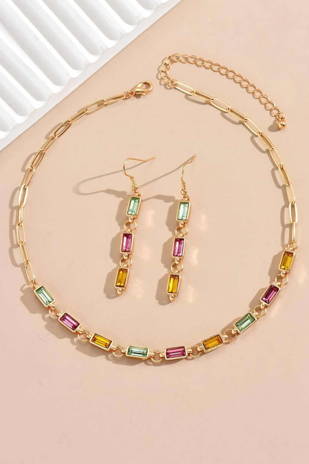 パステルストーンネックレスピアスセット