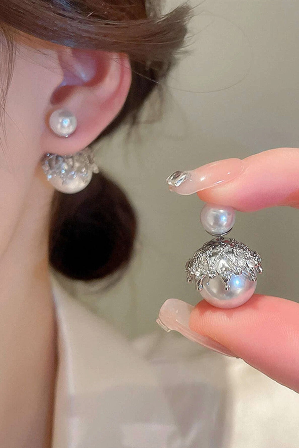 ダブルパールピアスシルバー