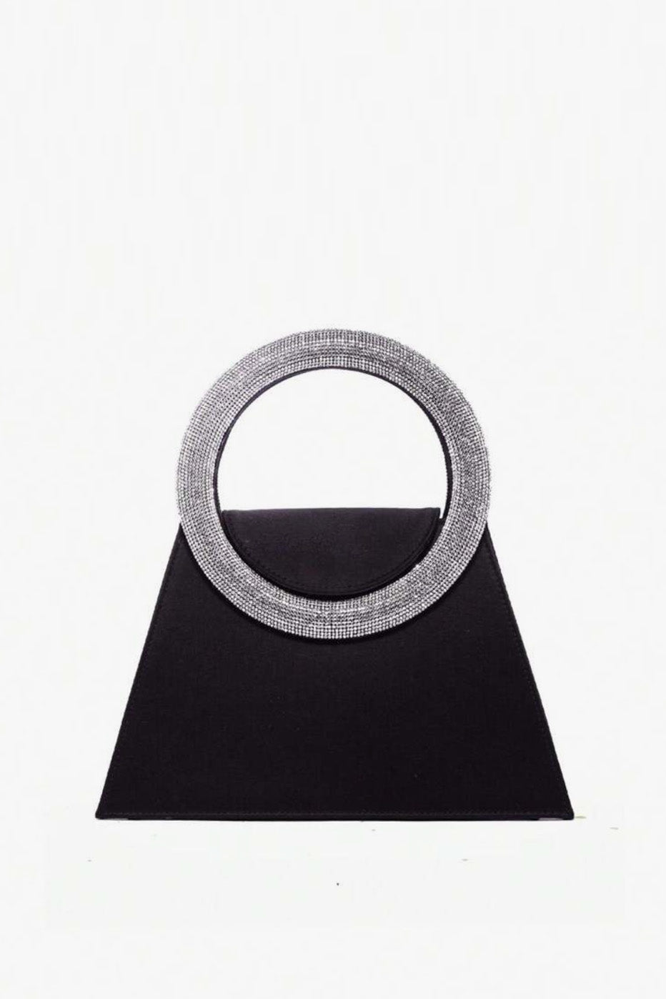 サテンラウンドハンドルクラッチブラック