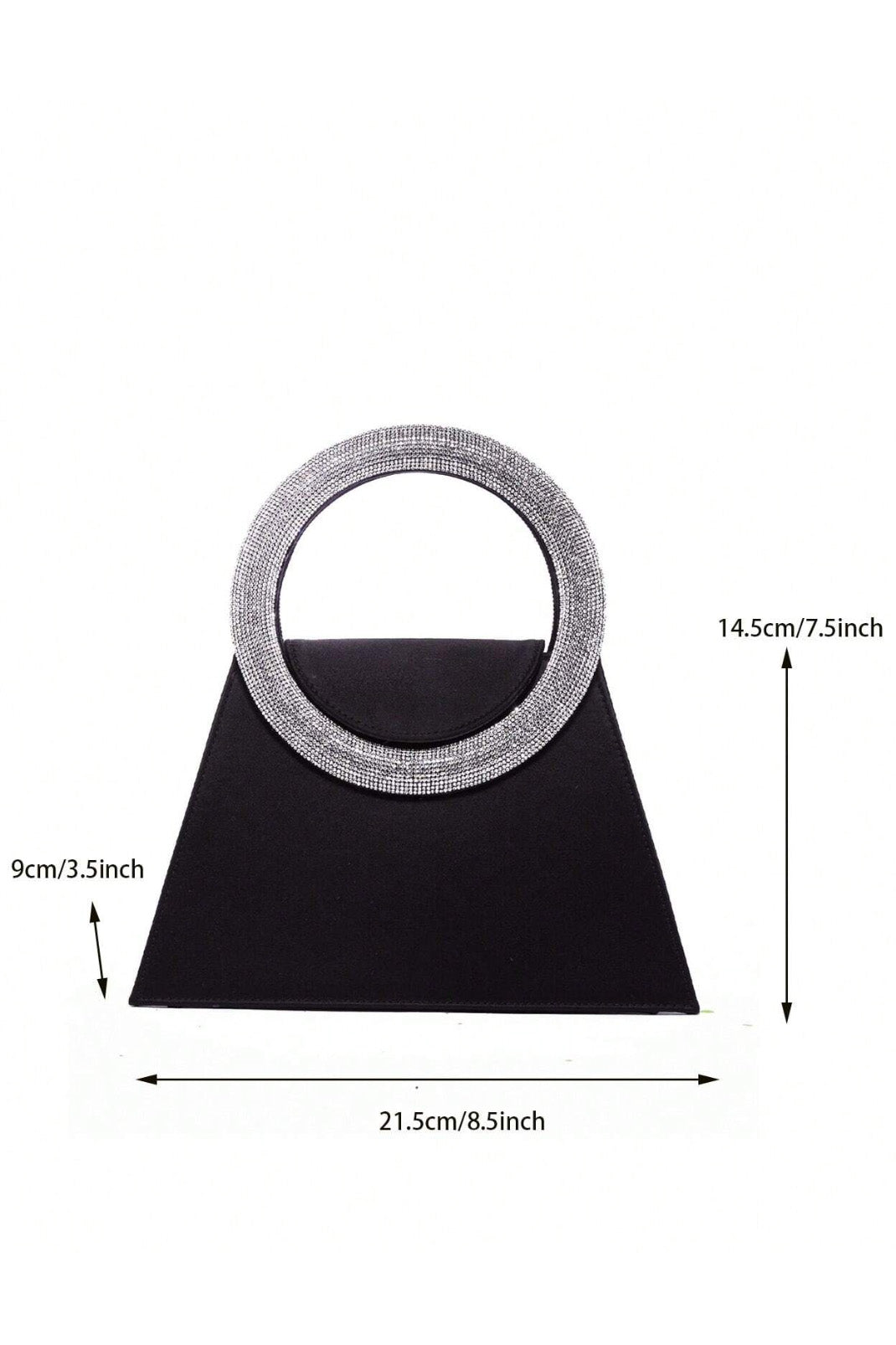サテンラウンドハンドルクラッチブラック