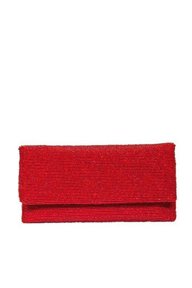 ビーズクラッチレッド