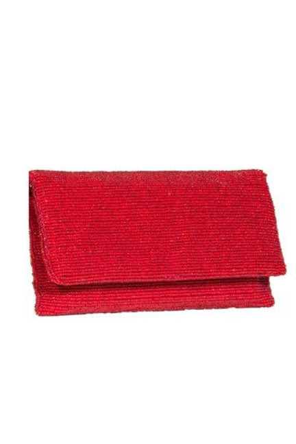 ビーズクラッチレッド