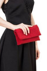 ビーズクラッチレッド