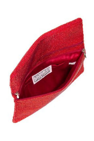 ビーズクラッチレッド