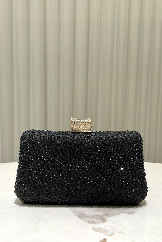 ラインストーンデコクラッチブラック