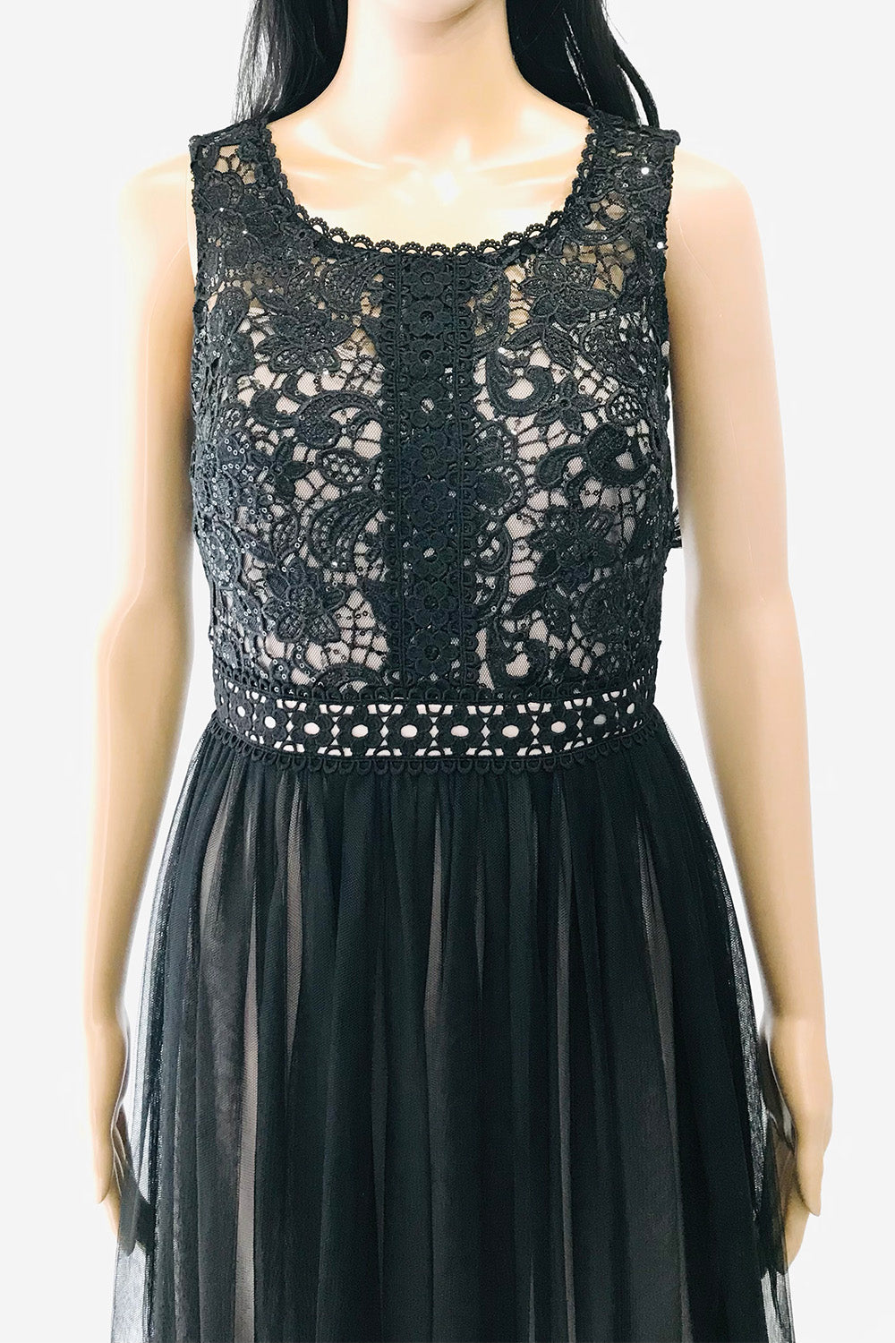 レーストップロングドレスブラックMサイズ