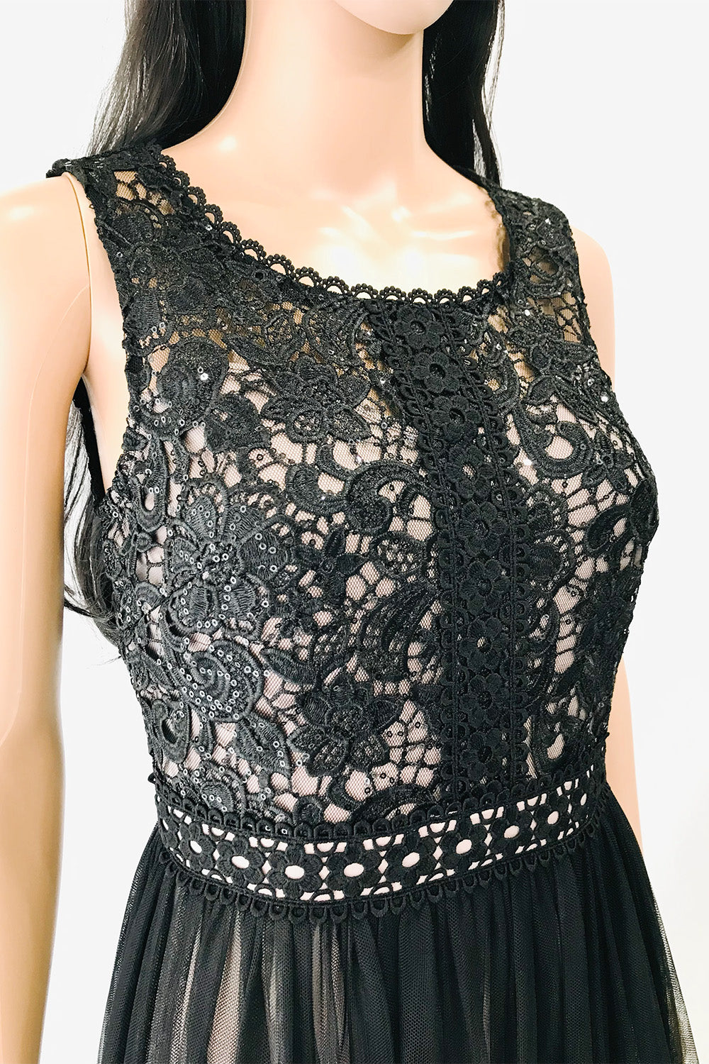 レーストップロングドレスブラックMサイズ