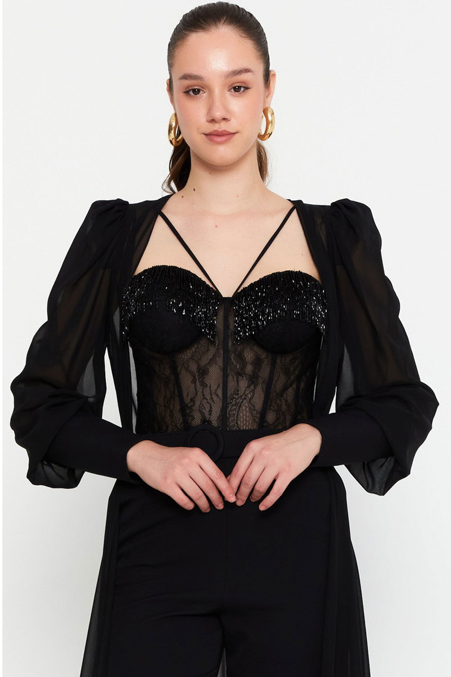 イブニングジャンプスーツブラックMサイズ(40)