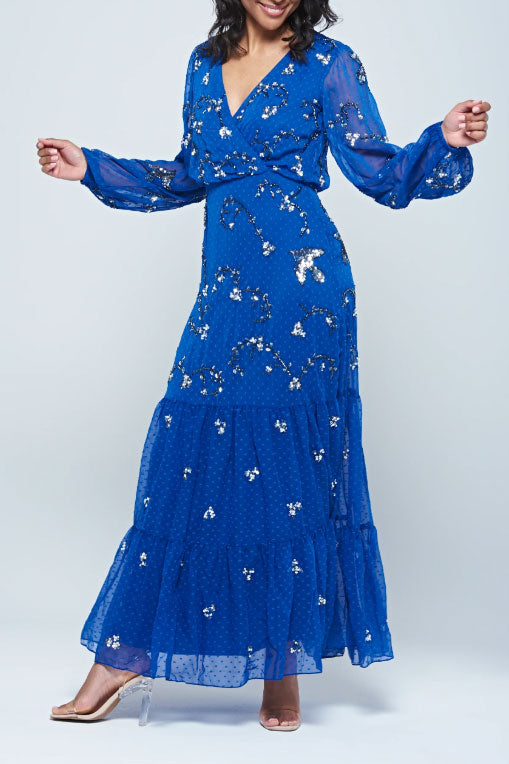 エレナロングドレスブルーSサイズ